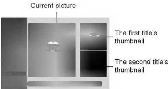 Current picture The first title's thumbnail The second title's thumbnail