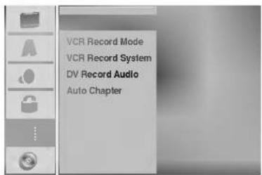 VCR Record Mode VCR Record System DV Record Audio Auto Chapter
