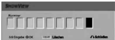 ShowView Nummer 89 Eingabe OK Lischen Schließen