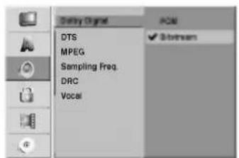 DTS MPEG Sampling Freq. DRC Vocal ACM Switch
