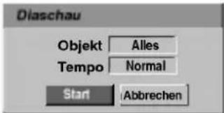 Diaschau Objekt Alles Tempo Normal Start Abbrechen