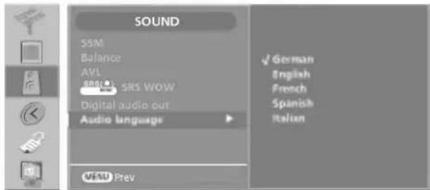 LG 37LP1DA - Audio Language (In Digital mode only) - 1