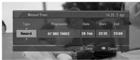 LG 37LF75.AEU - Button Function in Record/Remind Setting Mode - 1