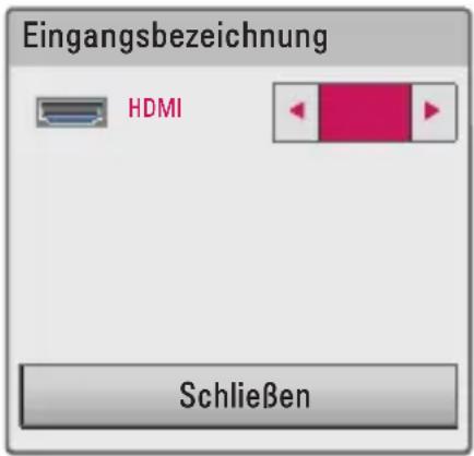 Eingangsbezeichnung HDMI Schließen