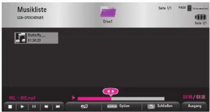 Musikliste USB-SPEICHERGER Drive1 Seite 1/1 PAGE Seite 1/1 Butterfly_... 01:34:33 002, - B02.mp3 03:30 / 03:15 Ausgang