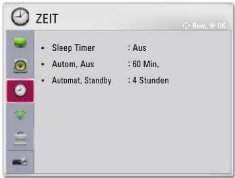 ZEIT Sleep Timer : Aus Autom, Aus : 60 Min. Automat, Standby : 4 Stunden