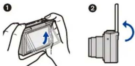 PANASONIC Lumix DMC-T58 - Drehen Sie den Monitor, wie in der Abbildung gezeigt. - 1