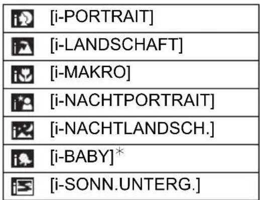 [i-PORTRAIT] [i-LANDSCHAFT] [i-MAKRO] [i-NACHTPORTRAIT] [i-NACHTLANDSCH.] [i-BABY]* [i-SONN.UNTERG.]