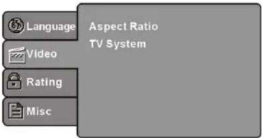 Language Aspect Ratio TV System Video Rating Misc