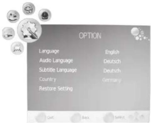 OPTION Language English Audio Language Deutsch Subtitle Language Deutsch Country Germany Restore Setting Out Back Sweet...
