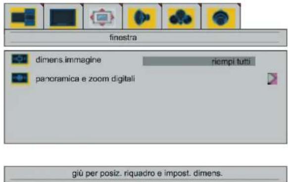 finestra dimens.imagine riempi tutti panoramica e zoom digitali giù per posiz. riquadro e impost. dimens.