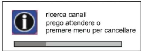 riicerca canali prego attendere o premere menu per cancellare