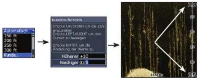 LOWRANCE Elite 4 DSI - Benutzer... – Unterer und oberer Grenzwert - 1