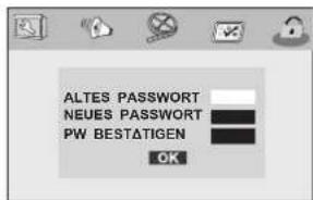 ALTES PASSWORD NEUES PASSWORD PW BESTÄTIGEN OK