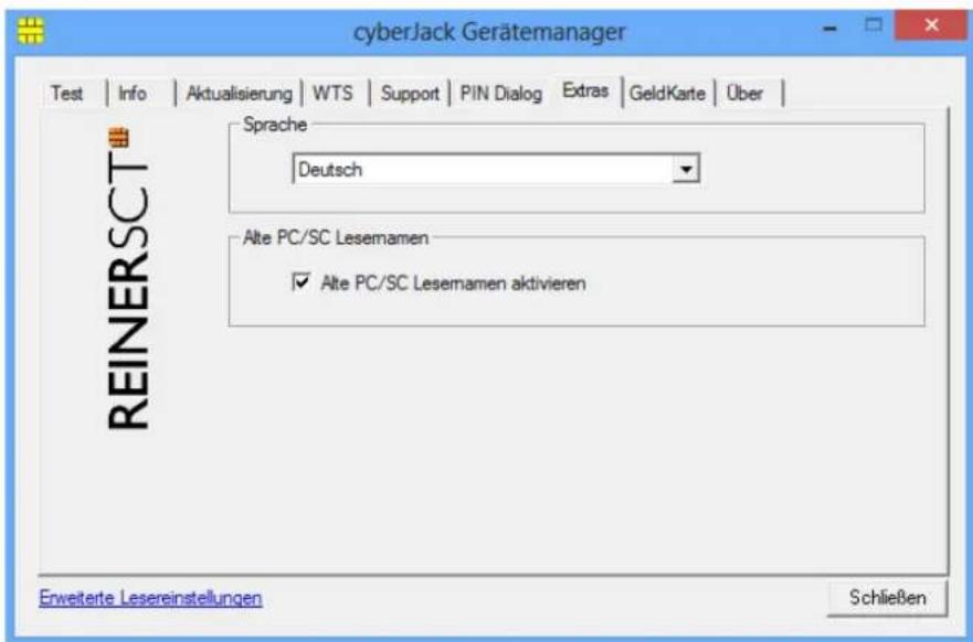 Reiner SCT CyberJack Wave - Registerkarte Extras - 1