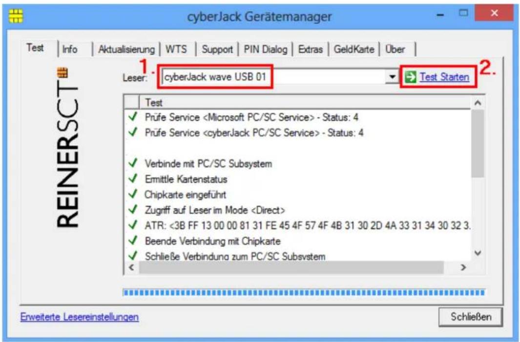 Reiner SCT CyberJack Wave - Registerkarte Test - 1