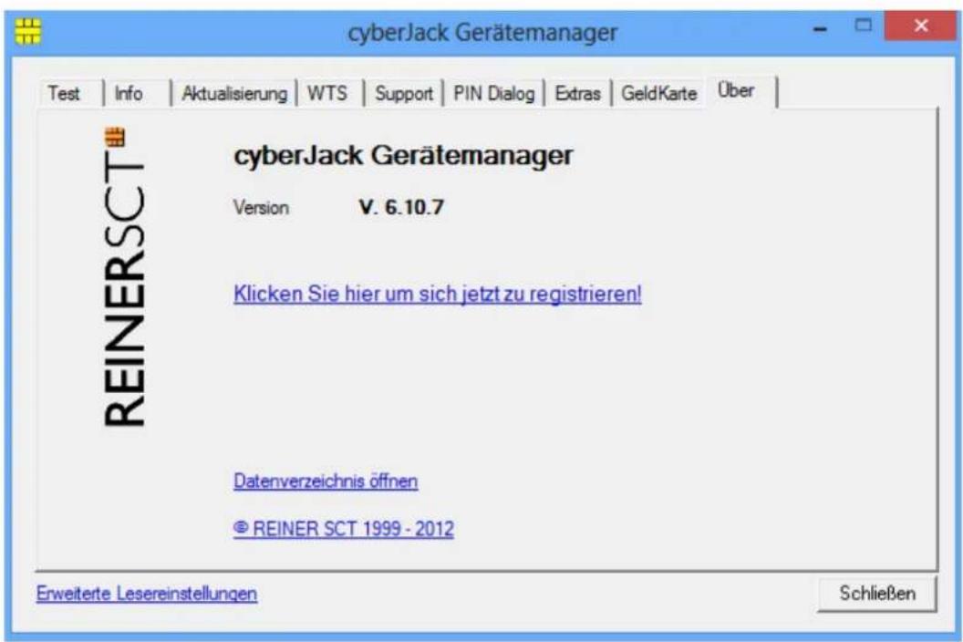Reiner SCT CyberJack Wave - Registerkarte Über - 1