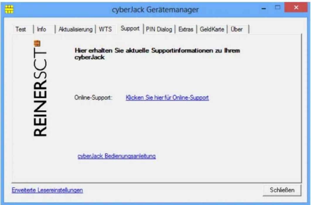 Reiner SCT CyberJack Wave - Registerkarte Support - 1