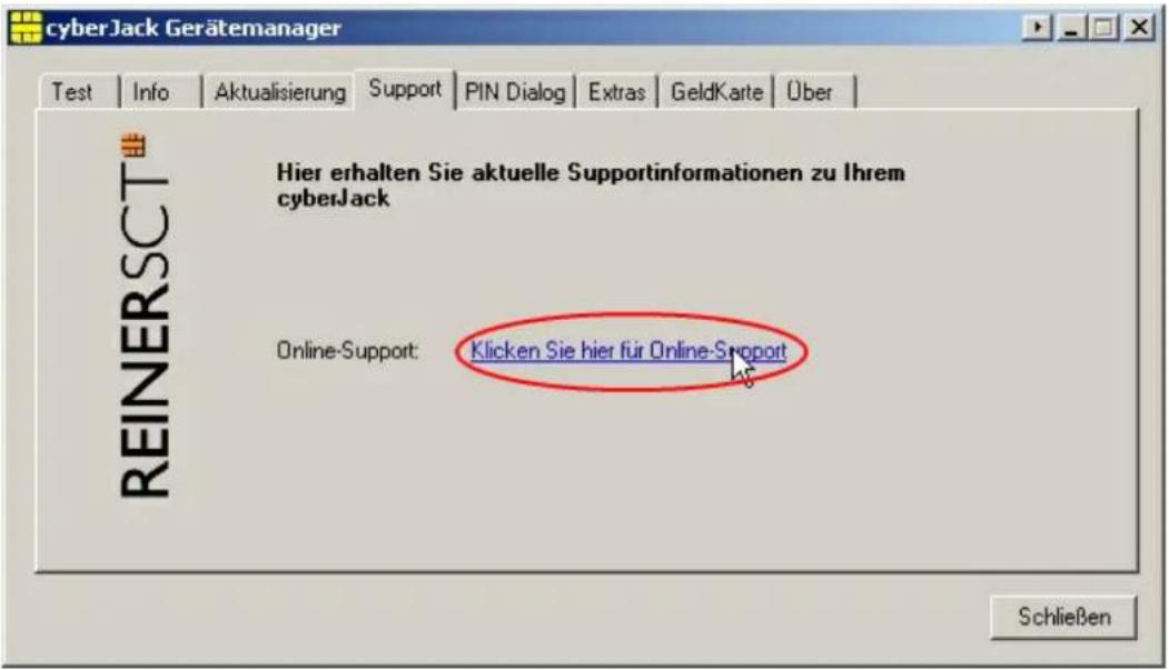 Reiner SCT CyberJack RFID Comfort - Registerkarte Support - 1