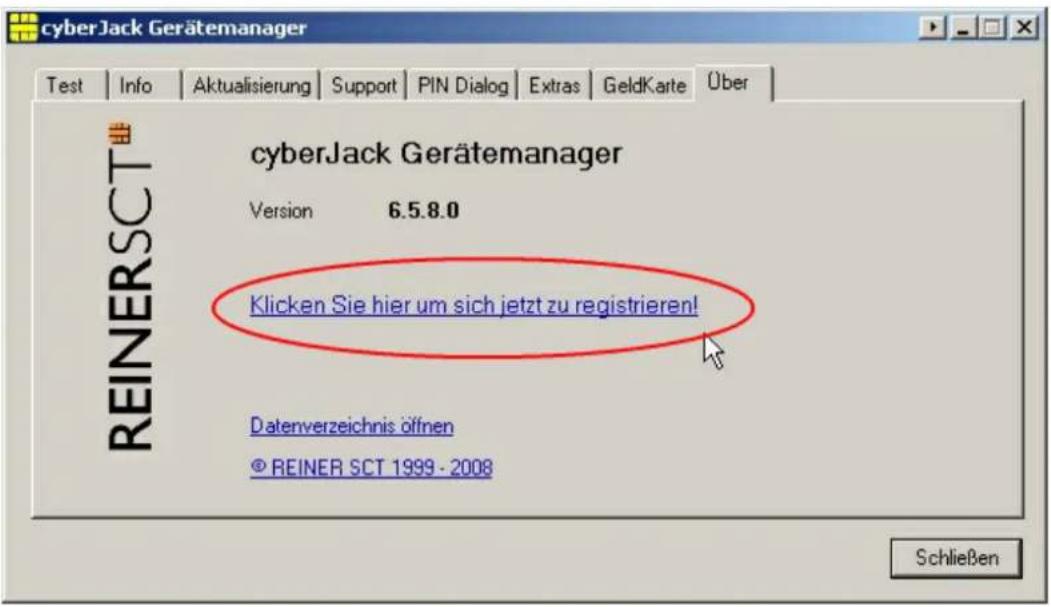 Reiner SCT CyberJack RFID Comfort - Registerkarte Über - 1