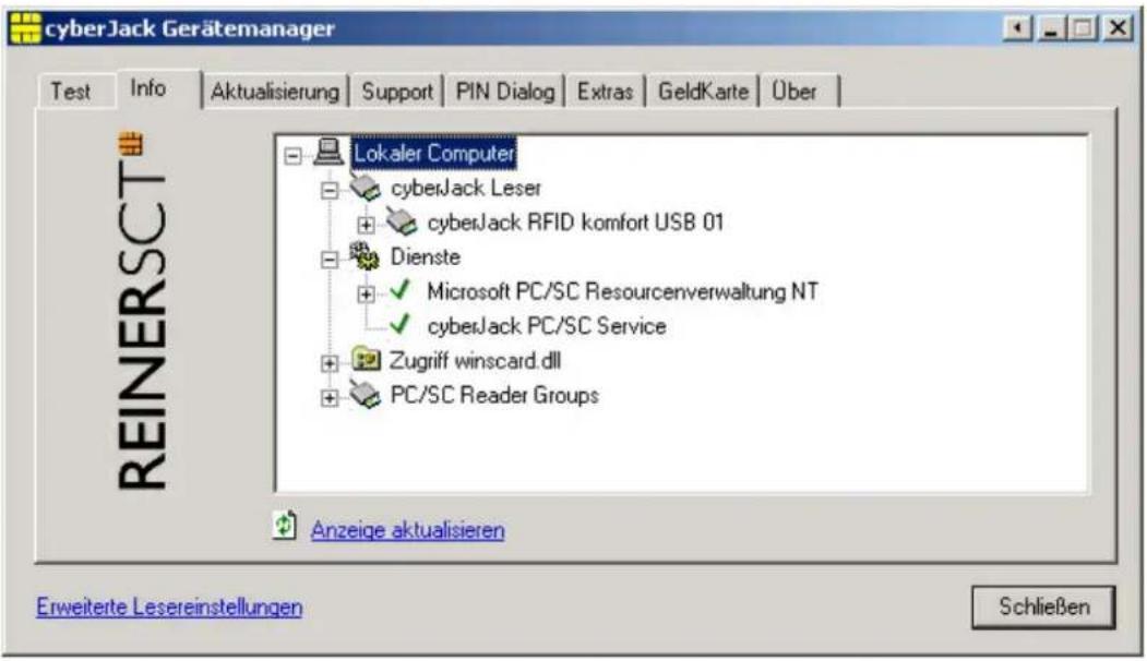 Reiner SCT CyberJack RFID Comfort - Registerkarte Info - 1
