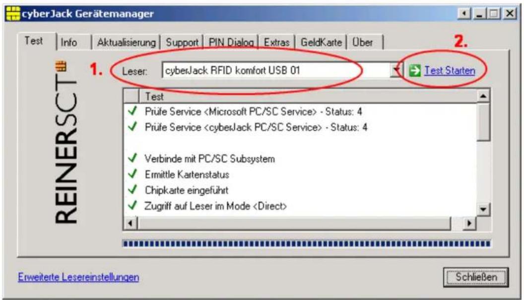 Reiner SCT CyberJack RFID Comfort - Registerkarte Test - 1