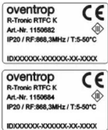 Oventrop R-Tronic RTF B - Typenschilder - 3