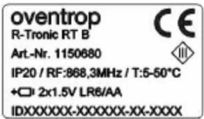 Oventrop R-Tronic RTF B - Typenschilder - 1