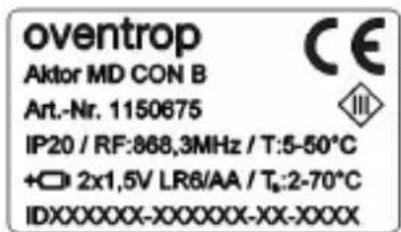 Oventrop R-Tronic RTF B - Typenschilder - 2