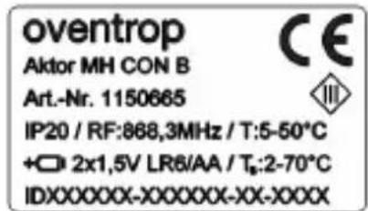 Oventrop R-Tronic RTF B - Typenschilder - 1