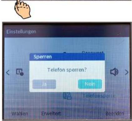 Mitel 6867i - Sperren > Passwort ändern / Telefon sperren - 5