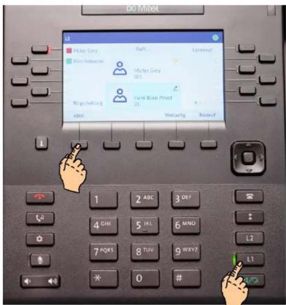 Mitel 6867i - Gegenstelle antwortet nicht > Gespräch trennen - 1