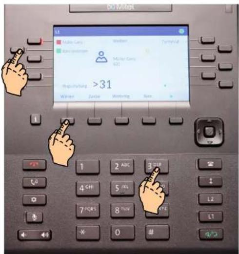 Mitel 6867i - Fortsetzung: Anruf weiterverbinden - 1