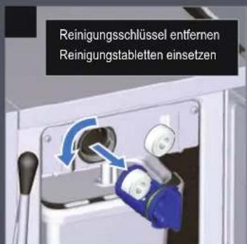 Reinigungsschlüssel entfernen Reinigungtabletten einsetzen