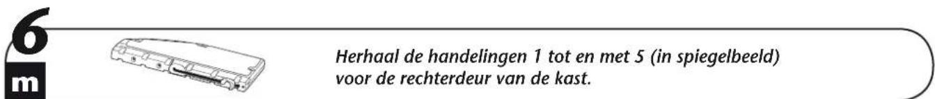 Herhaal de handelingen 1 tot en met 5 (in spiegelbeeld) voor de rechterdeur van de kast.