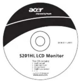 acer Exploring People S201HL LCD Monitor This CD contains: • Solid format • Cable format • Audio format • Vinyl record • DVD your product • DVD WWW.ace.com