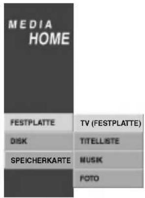 MEDIA HOME FESTPLATTE TV (FESTPLATTE) DISK TITELLISTE SPEICHERKARTE MUSIK FOTO