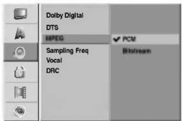 Dolby Digital DTS MPEG Sampling Freq Vocal DRC PCM Bitstream