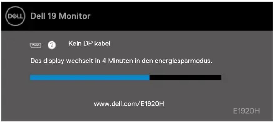 Dell 19 Monitor Kein DP kabel Das display wechselt in 4 Minuten in den energiesparmodus. www.dell.com/E1920H E1920H