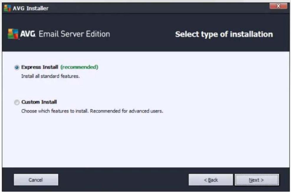 AVG Email Server Edition (2016) - Select Installation Type - 1