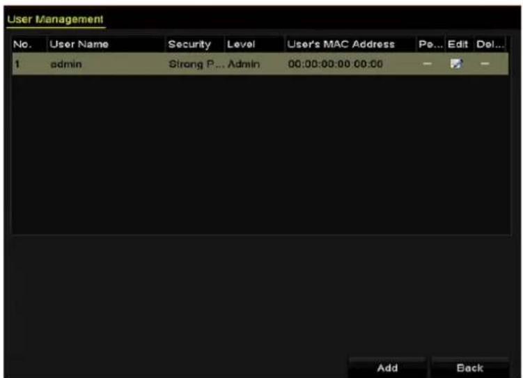 HiLook NVR-108H-D - Adding a User - 1