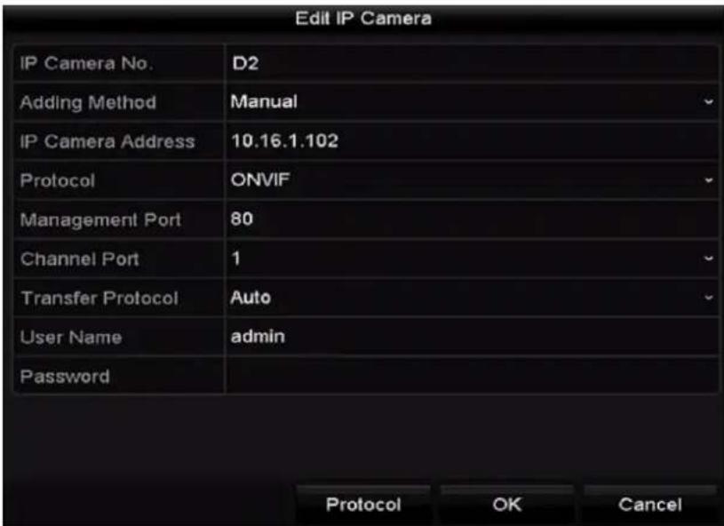 HiLook NVR-108H-D - Editing the Connected IP Cameras and Configuring Customized Protocols - 1