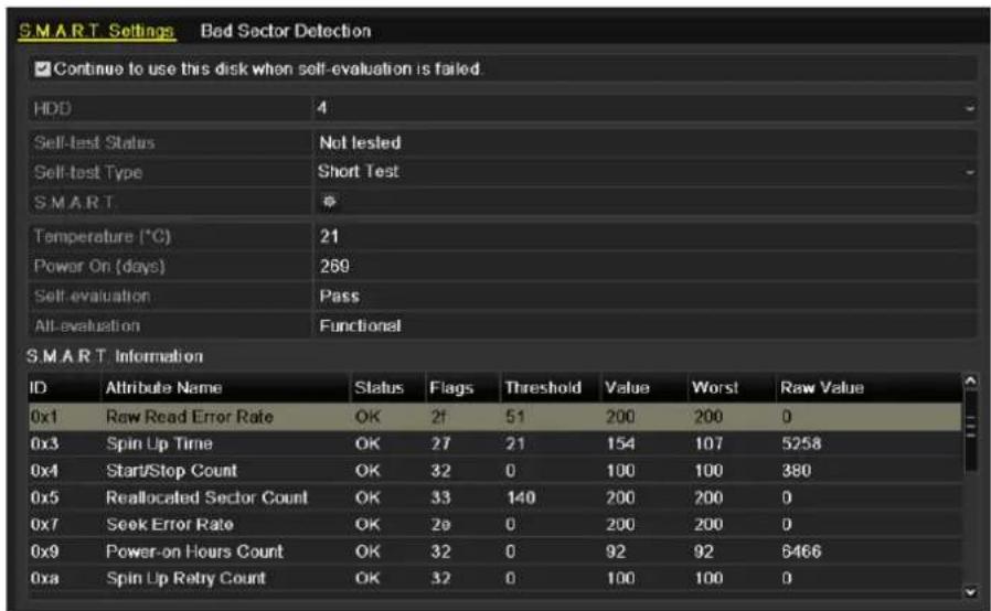 HiLook NVR-108H-D - S.M.A.R.T. Settings - 1