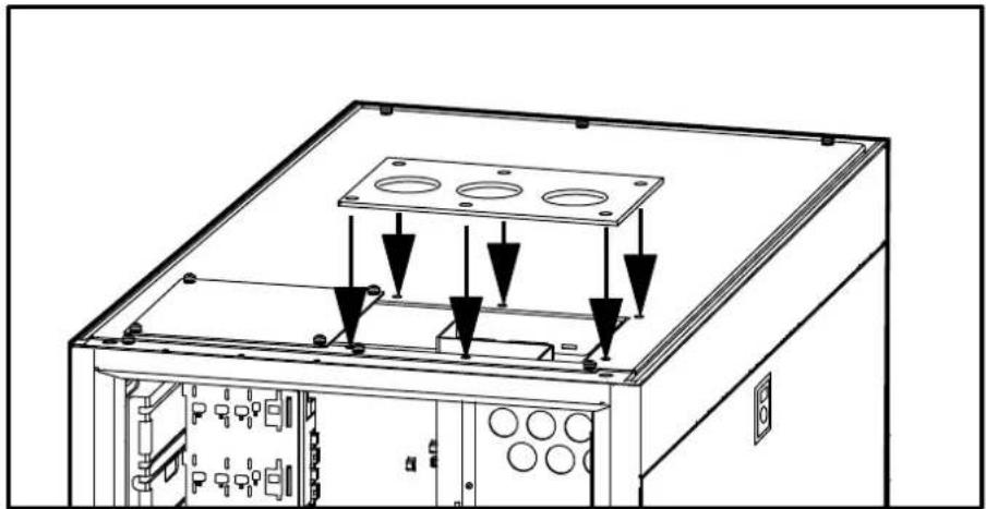 APC Symmetra PX 96/160KW - Vorbereiten der Stromverteilungseinheit mit modularen Batterien für Systeme bei Kabeleingang oben - 2