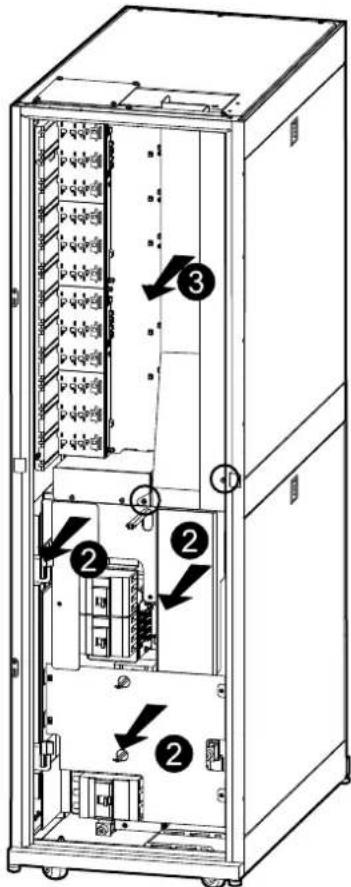 APC Symmetra PX 96/160KW - Zugang zu den Kabelanschlüssen der Stromverteilungseinheit mit modularen Batterien - 2