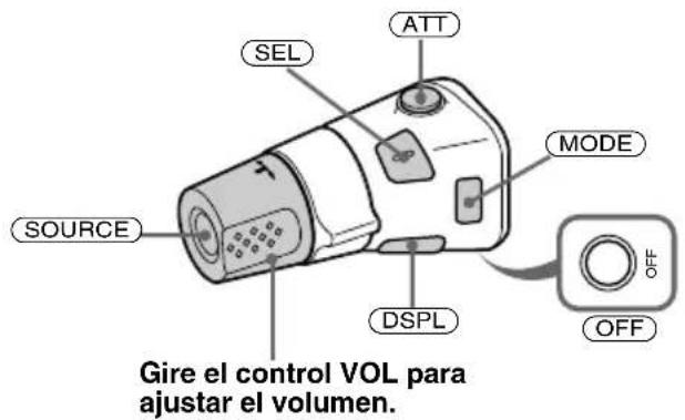 SOURCE SEL ATT MODE DSPL OFF Gire el control VOL para ajustar el volumen.