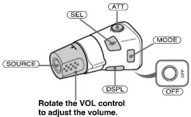 SOURCE SEL ATT MODE DSPL OFF Rotate the VOL control to adjust the volume.