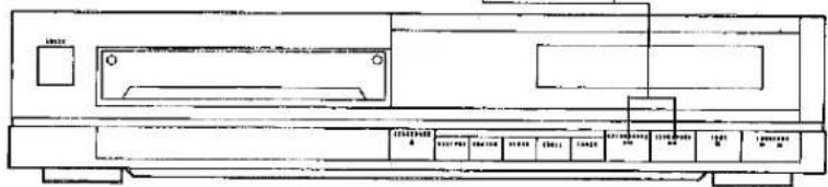 Technical line drawing of a computer monitor with labeled ports and buttons