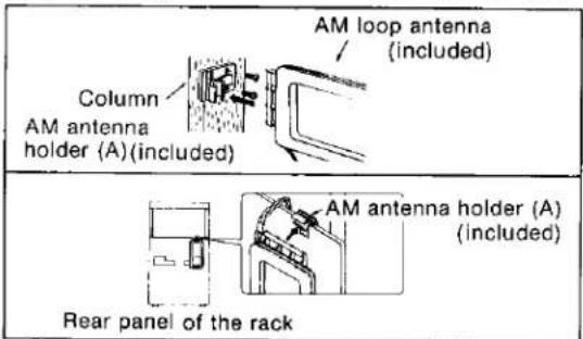 AM loop antenna (included) Column AM antenna holder (A)(included) AM antenna holder (A) (included) Rear panel of the rack