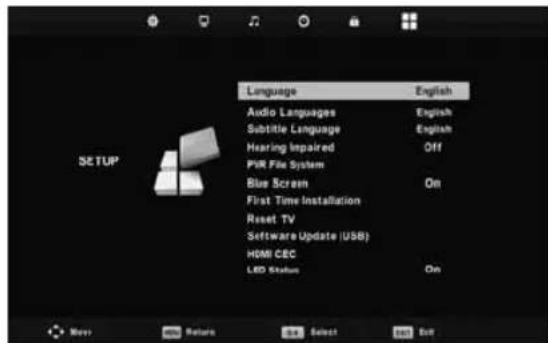 Technika 22E21W-FHD/DVD - SETUP MENU - 1